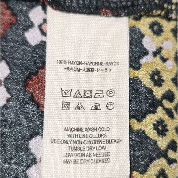 Free People Charlotte Sleeveless Halter Collared Top XS Tunic Flowy Red Gold Bla - Picture 8 of 9